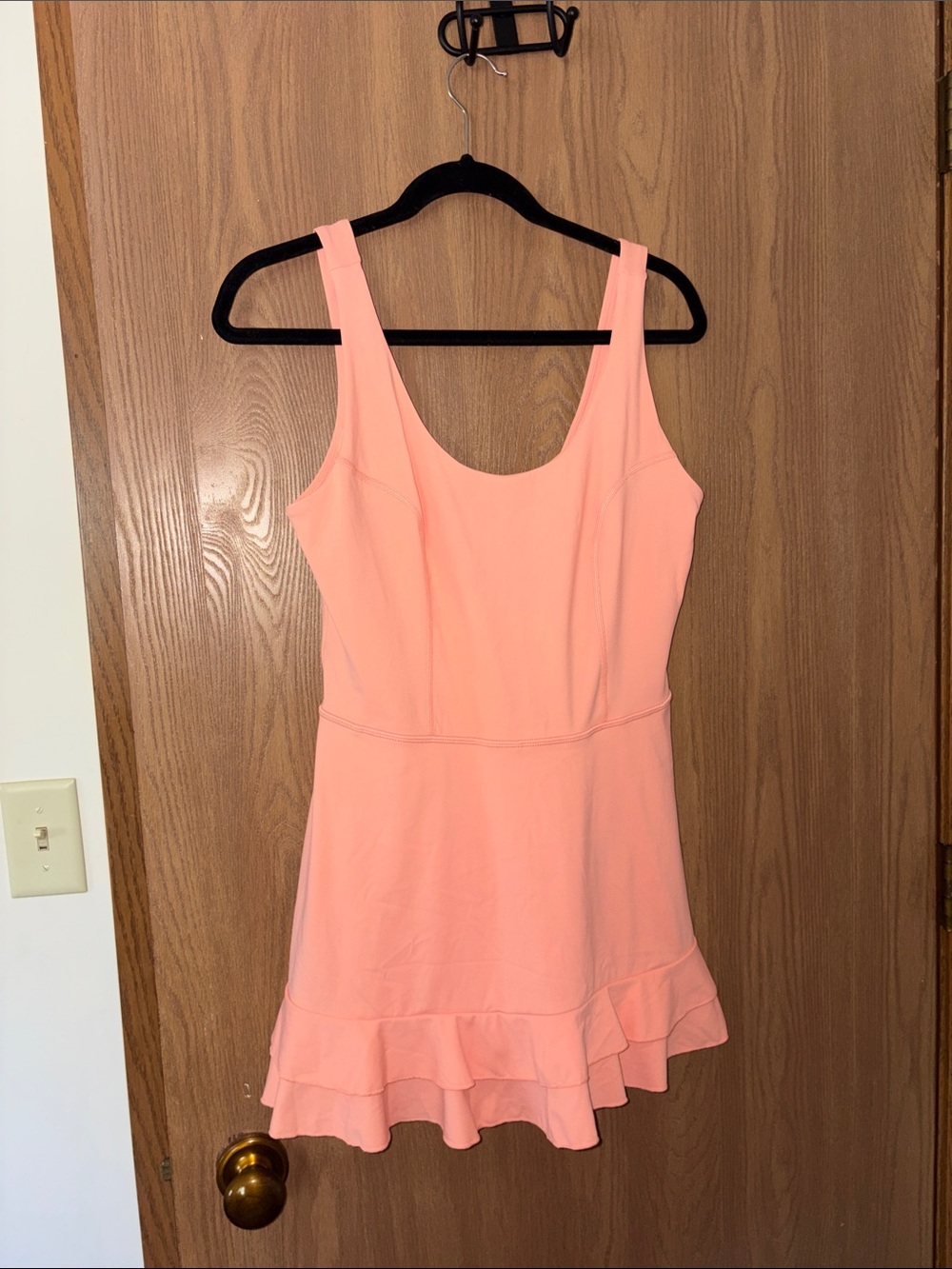 Peach Pink Ruffle Hem A-Line Dress with Shorts